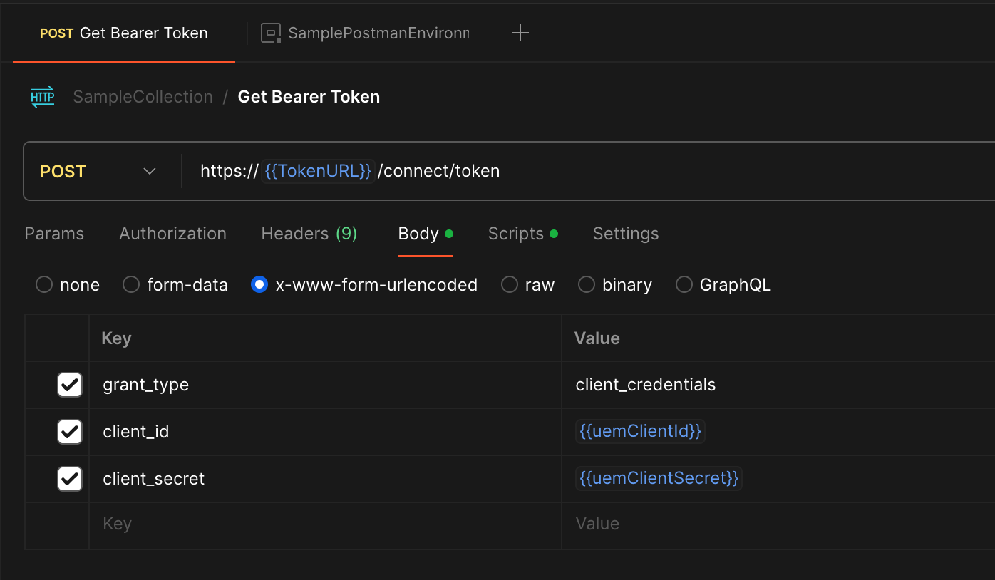 Get Bearer Token Body