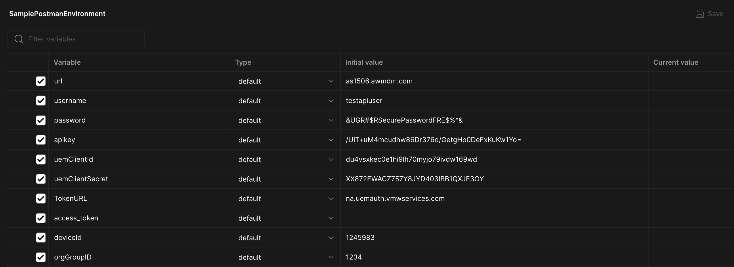 Postman Environment Setup